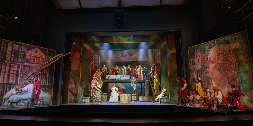 BOCCACCIO mit Christina Sidak, Maria Ladurner, Gerd Vogel, Domenica Radlmaier, Martin Lechleitner, Hans Gröning, Miriam Portmann, Philip Guirola Paganini, Nikola Basta, Ioan Toma, Tanzensemble und Chor des Lehár Festivals (Copyright: Foto Hofer)